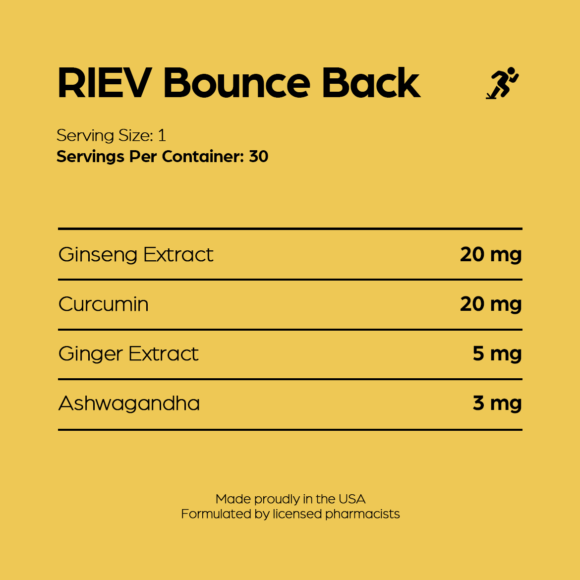 RIEV Bounce Back Gummies Nutrition