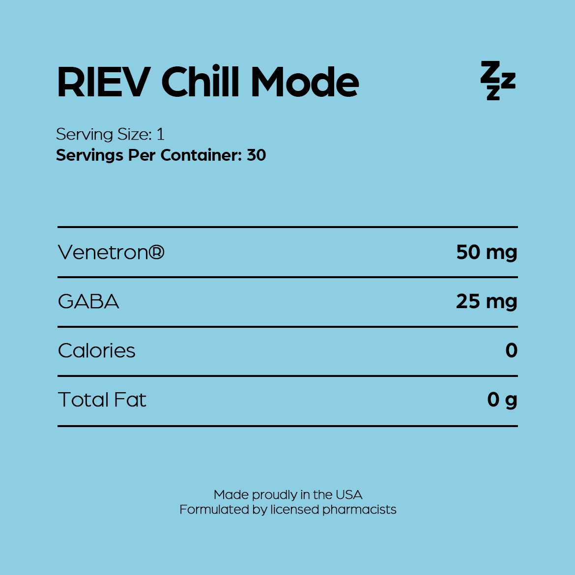 RIEV Chill Mode Strips Nutrition